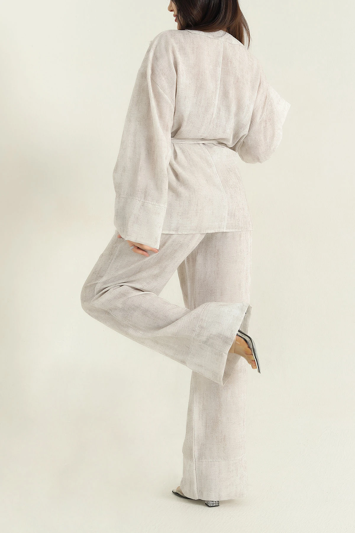 Taş Batik Pantolon Bluz Keten İkili Takım 354369