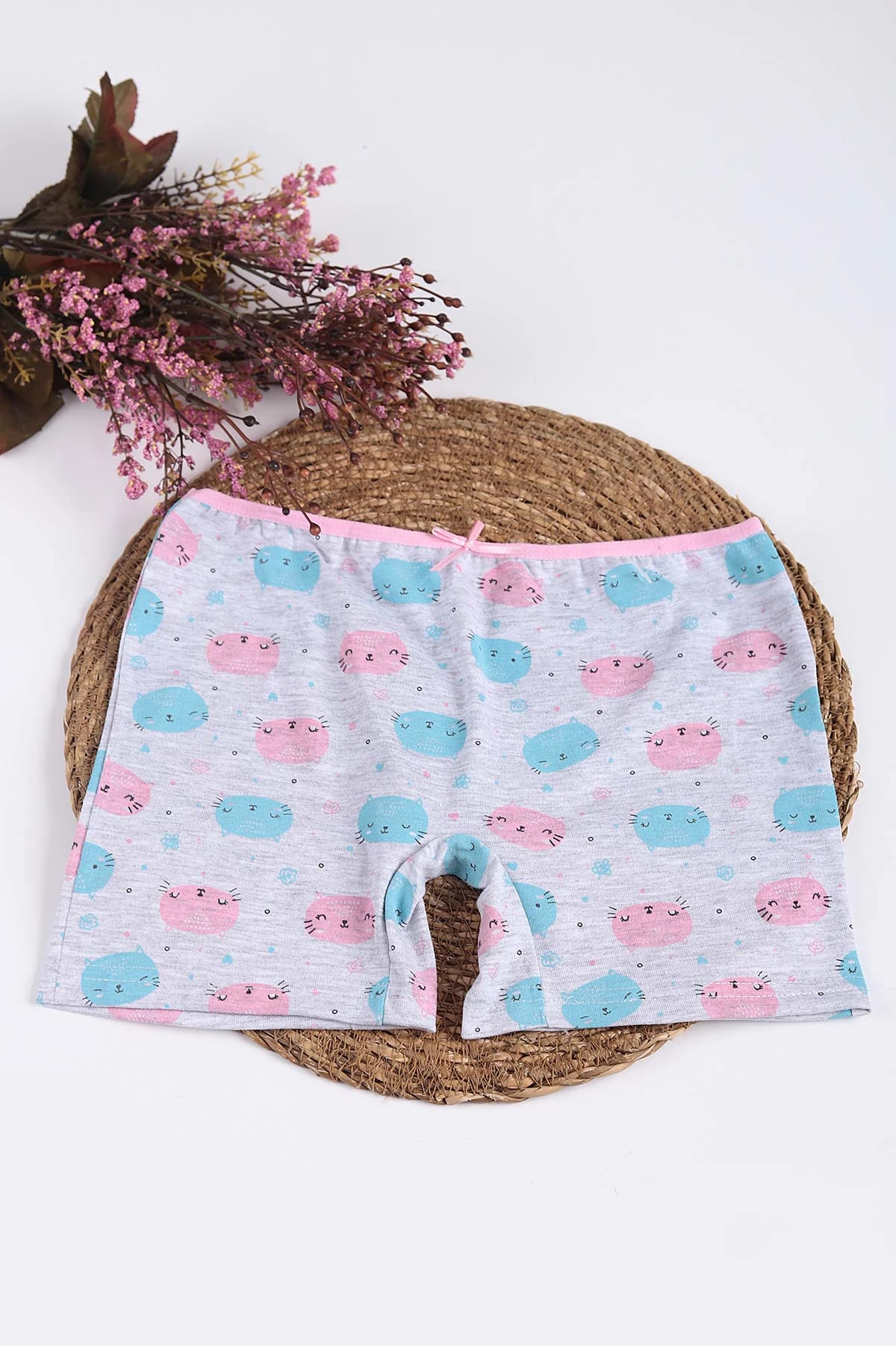 Taş Bebe Mavisi (2-11 Yaş) Baskılı Fiyonklu Kız Çocuk Külot Şort 233769