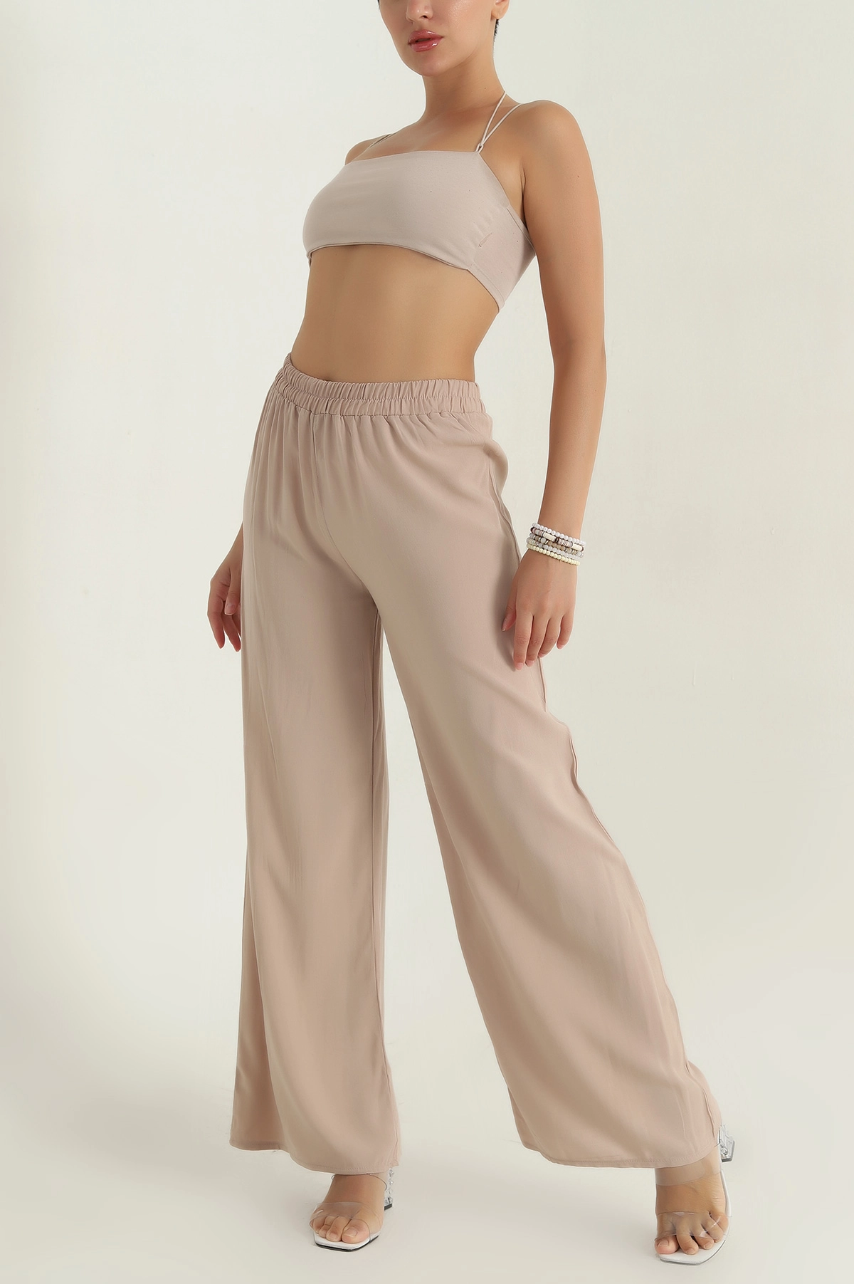 Taş Bel Lastikli Dokuma Kadın Pantolon 378946
