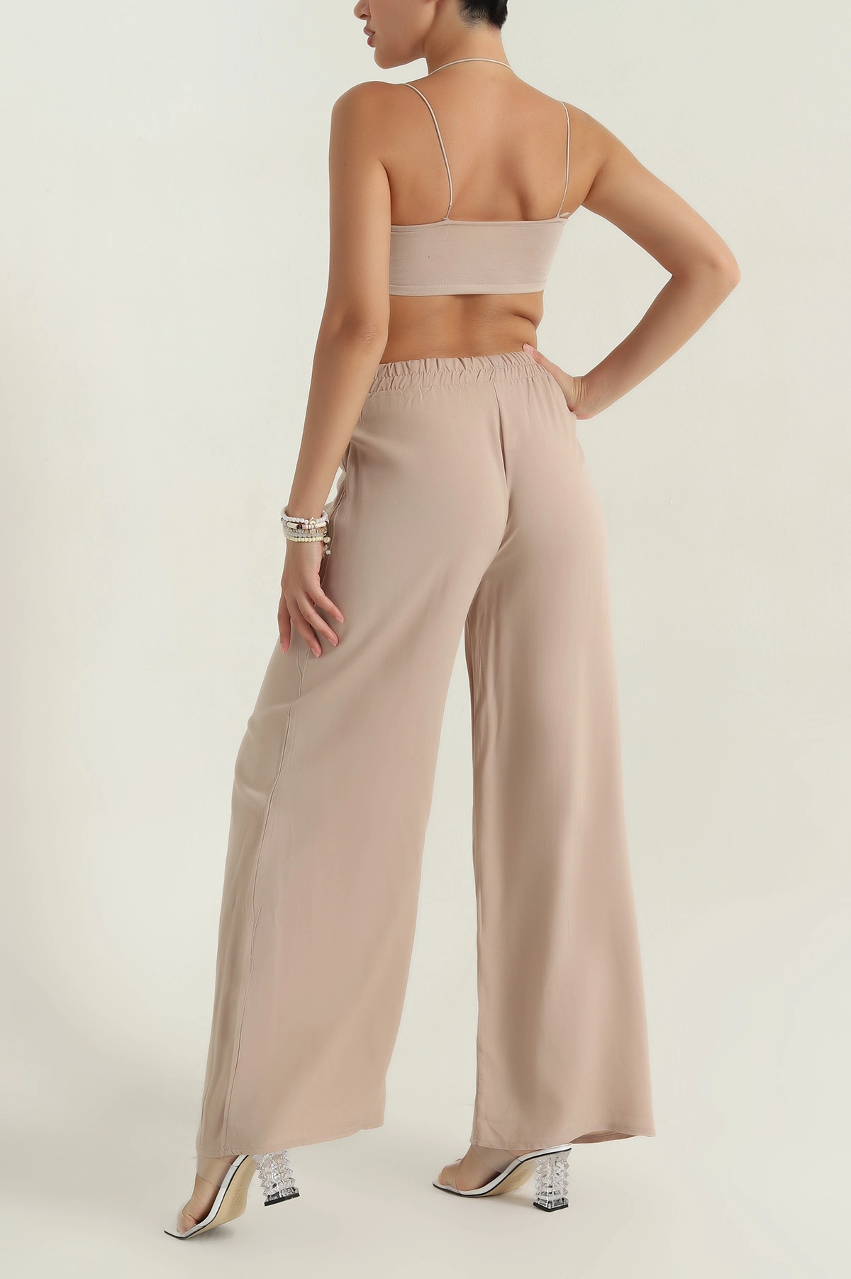 Taş Bel Lastikli Dokuma Kadın Pantolon 378946