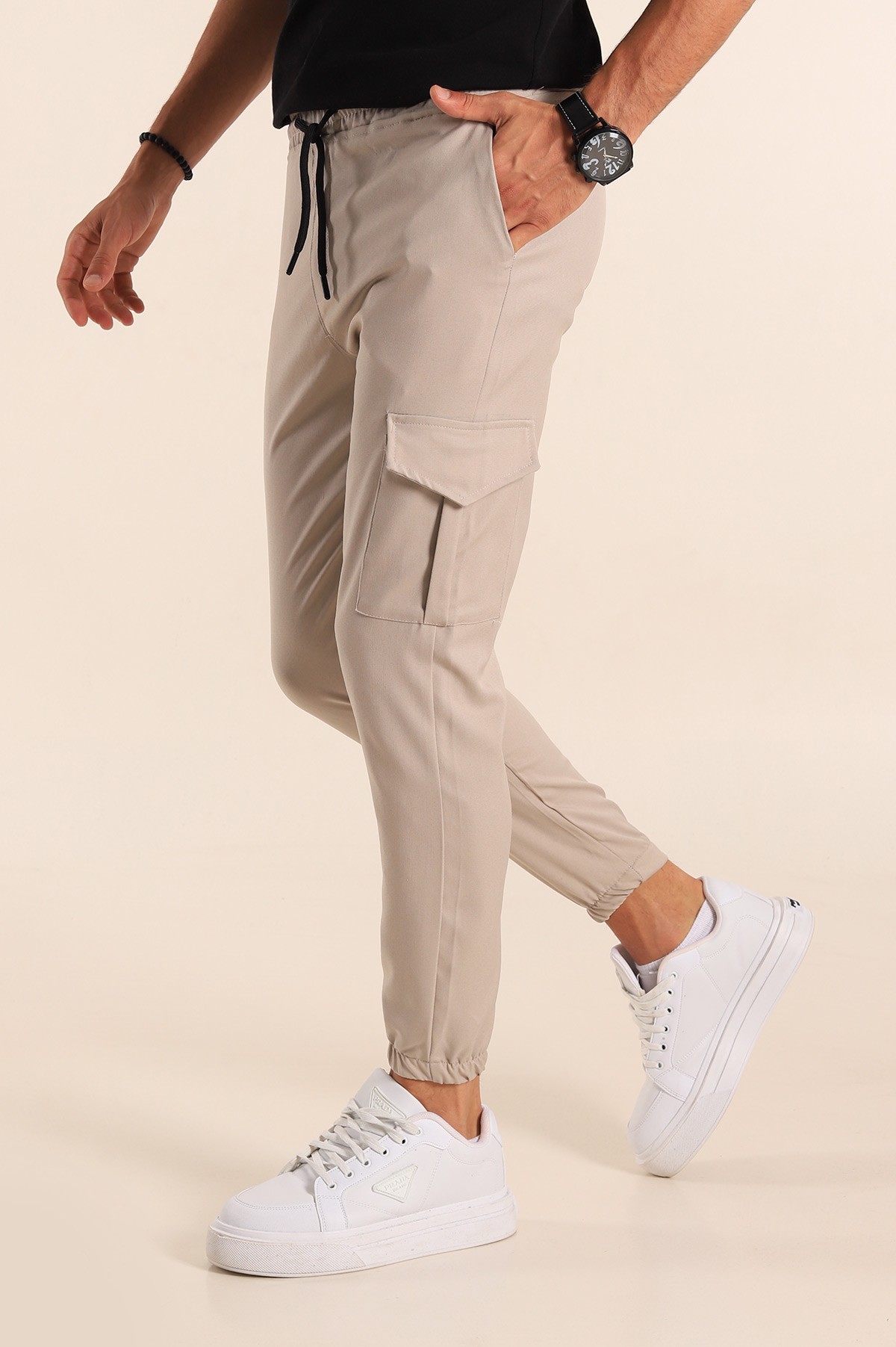 Taş Belden Bağlamalı Kargo Cepli Erkek Jogger Pantolon 194607