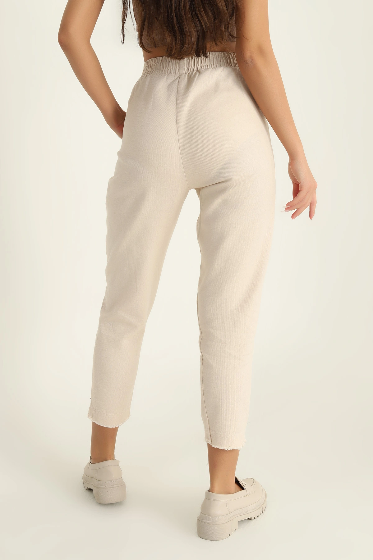 Taş Beli lastikli Gabardin Bayan Pantolon 297346