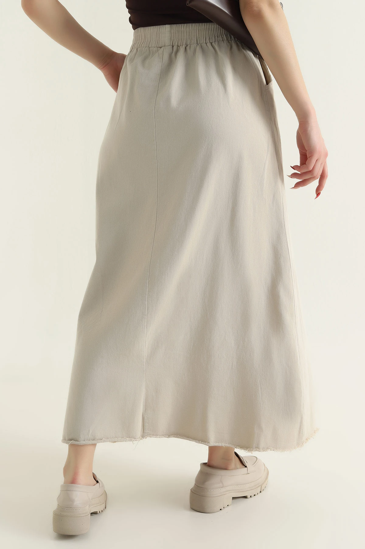 Taş Beli Lastikli Gabardin Kadın Etek 428739