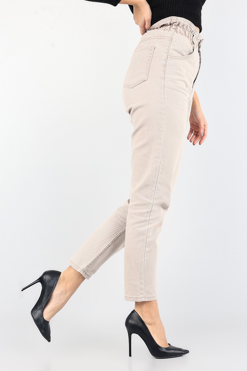 Taş Beli Lastikli Mom Bayan Kot Pantolon 88608