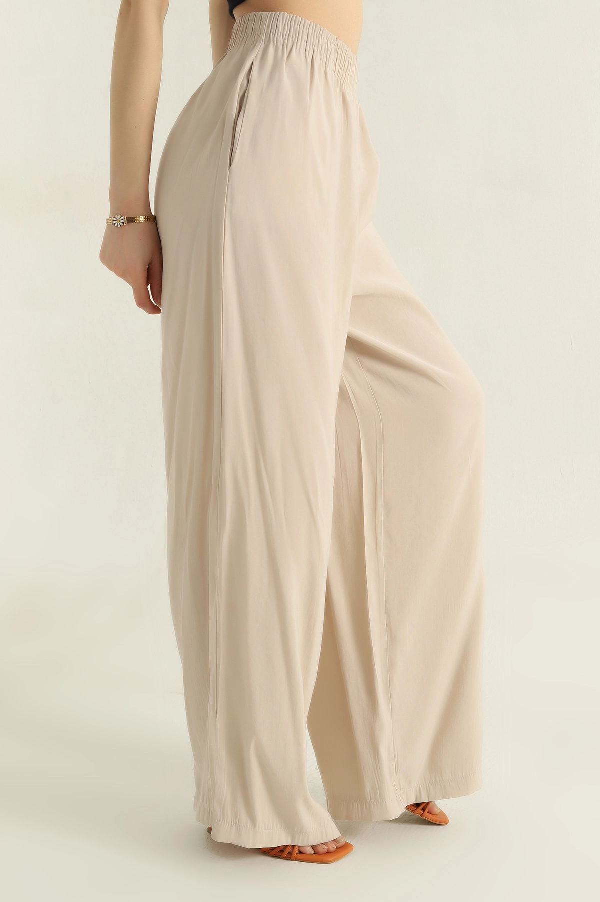 Taş Beli Lastikli Tensel Kadın Pantolon 359216