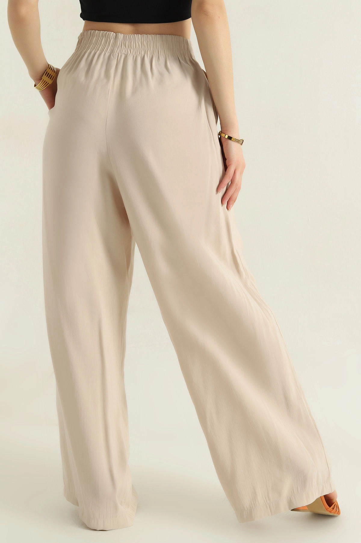 Taş Beli Lastikli Tensel Kadın Pantolon 359216