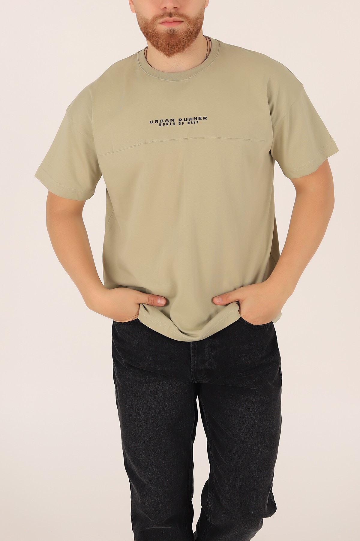 Taş Bisiklet Yaka Oversize Erkek Tişört 163275