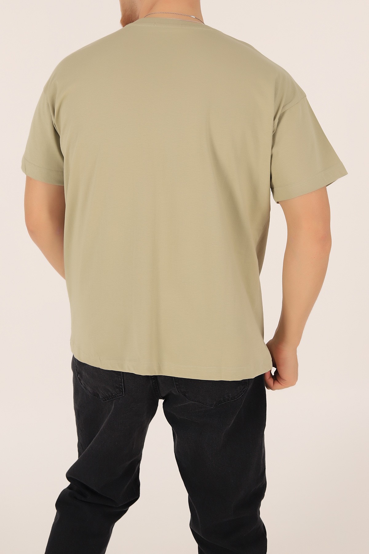 Taş Bisiklet Yaka Oversize Erkek Tişört 163275
