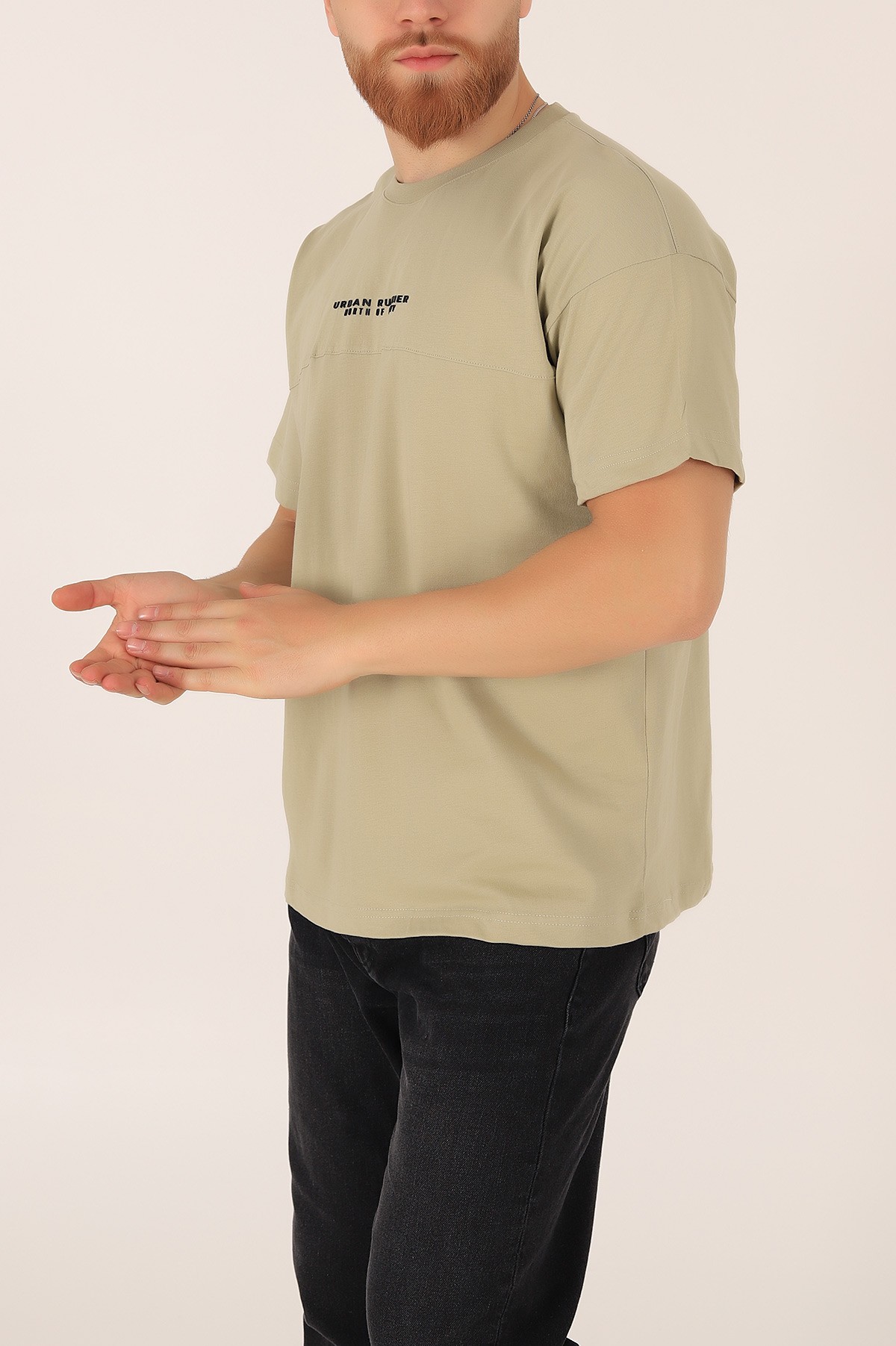 Taş Bisiklet Yaka Oversize Erkek Tişört 163275