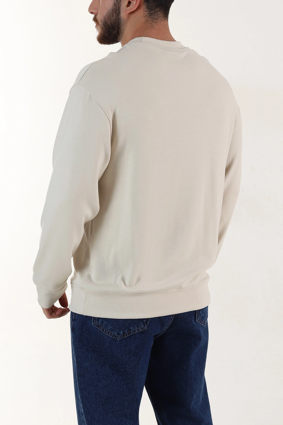 Taş Bisiklet Yaka Uzun Kollu Erkek Sweatshirt 396972