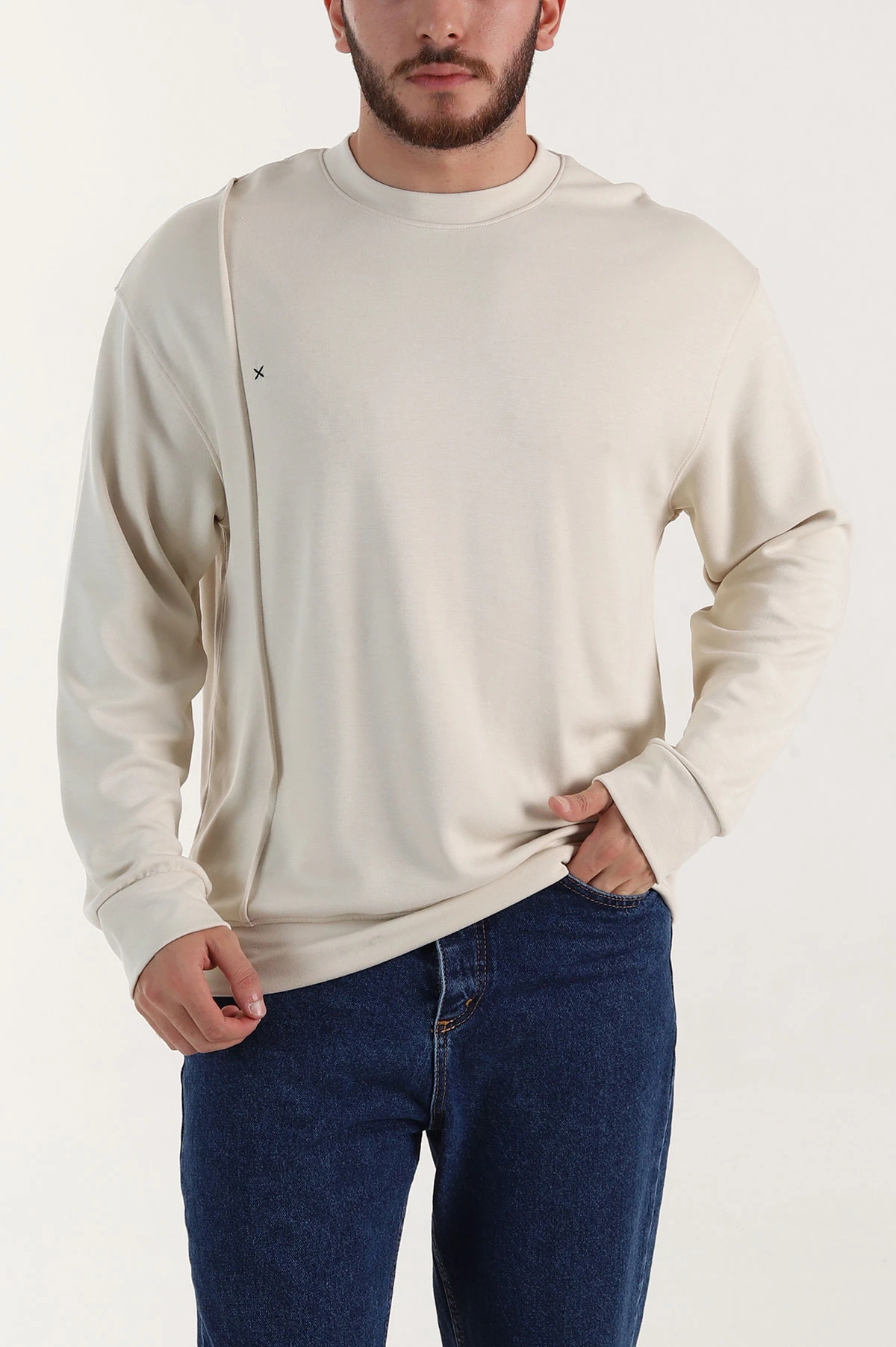 Taş Bisiklet Yaka Uzun Kollu Erkek Sweatshirt 396972