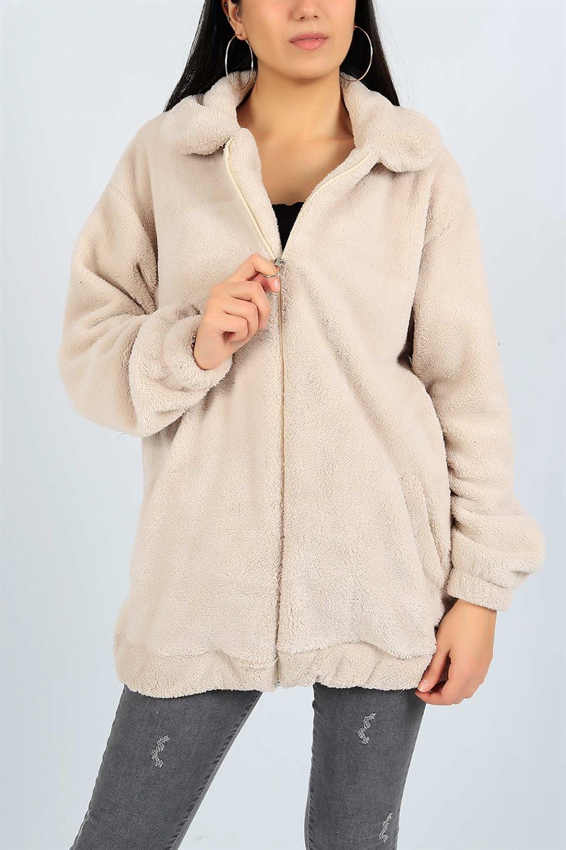 Taş Boydan Fermuarlı Yumoş Hırka 23275B