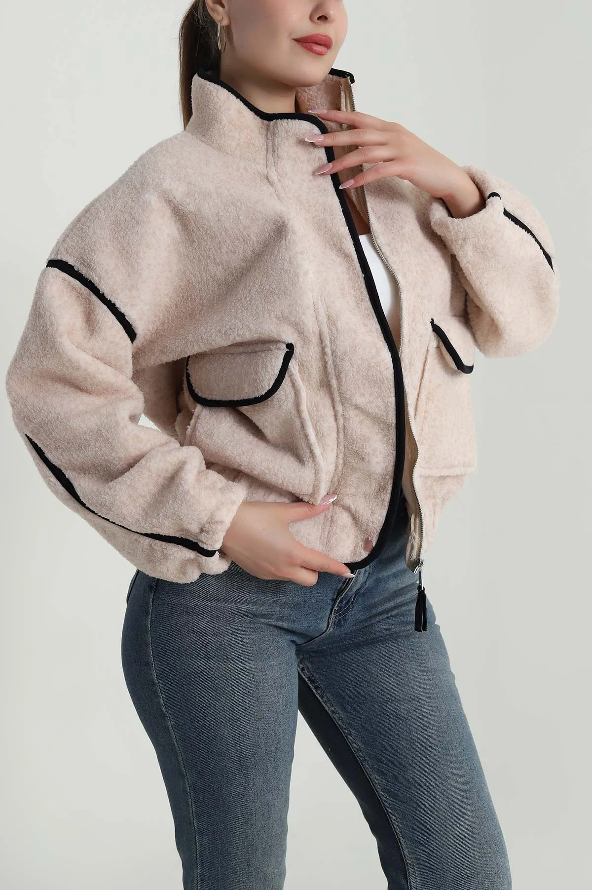 Taş Cepli Teddy Kadın Sweat 485429