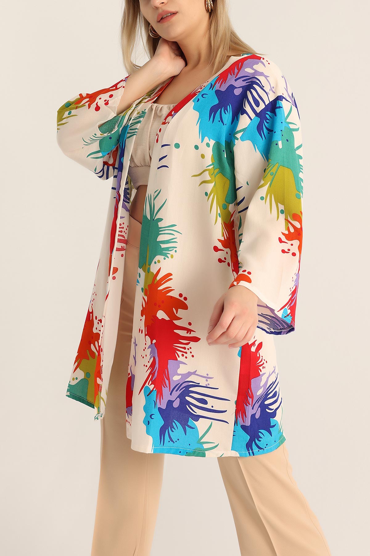 Taş Desenli Dokuma Viskon Kimono 173411