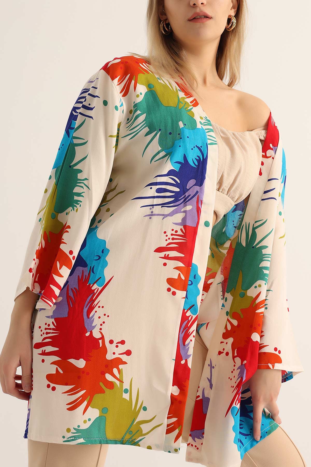 Taş Desenli Dokuma Viskon Kimono 173411