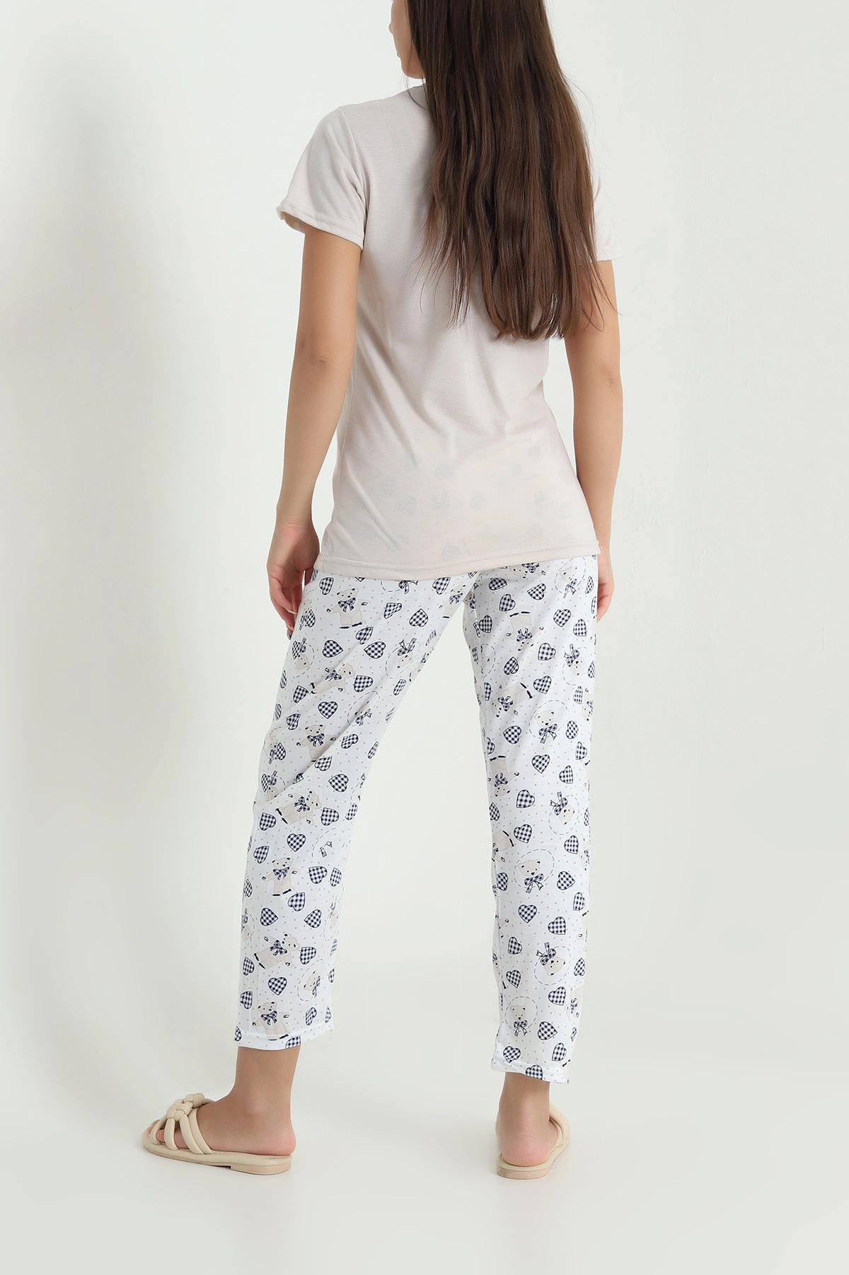 Taş Desenli Viskon Kadın Pijama Takımı 466625