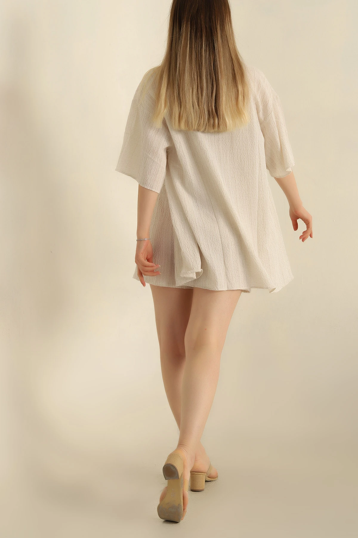 Taş Dokuma Şort Kimono İkili Takım 261138