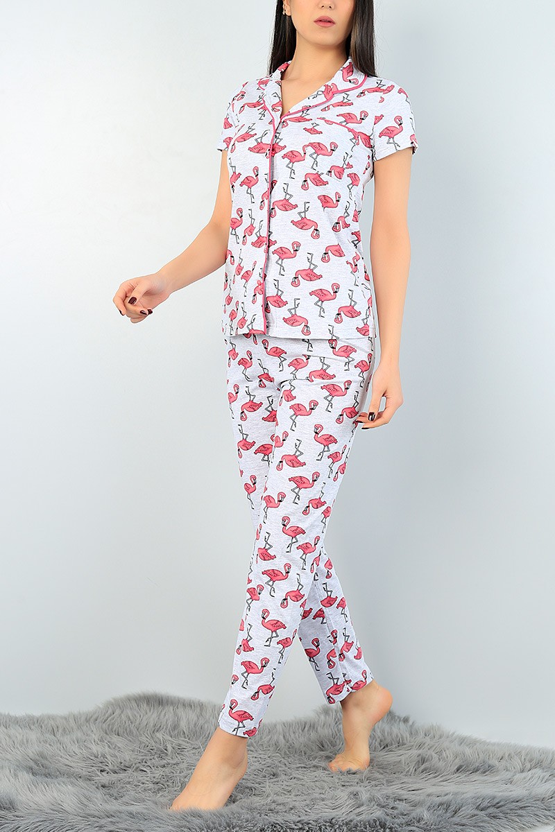 Taş Düğmeli Bayan Pijama Takımı 64209
