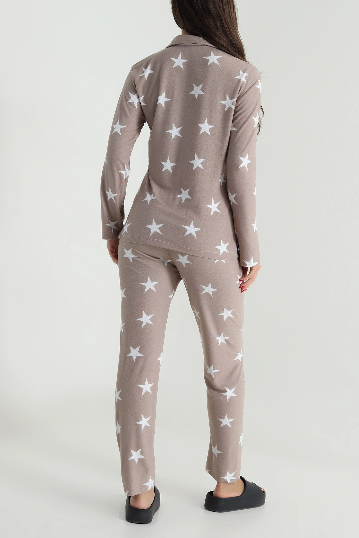 Taş Düğmeli Süet Kadın Pijama Takımı 490742