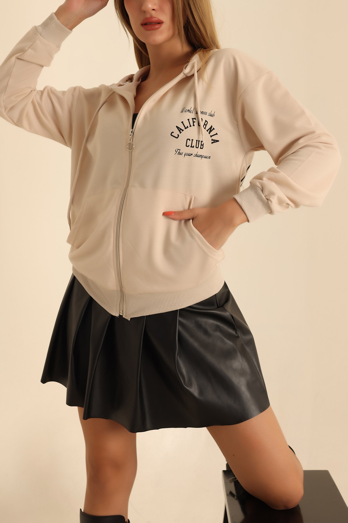Taş Fermuarlı İki İp Bayan Sweat 212964
