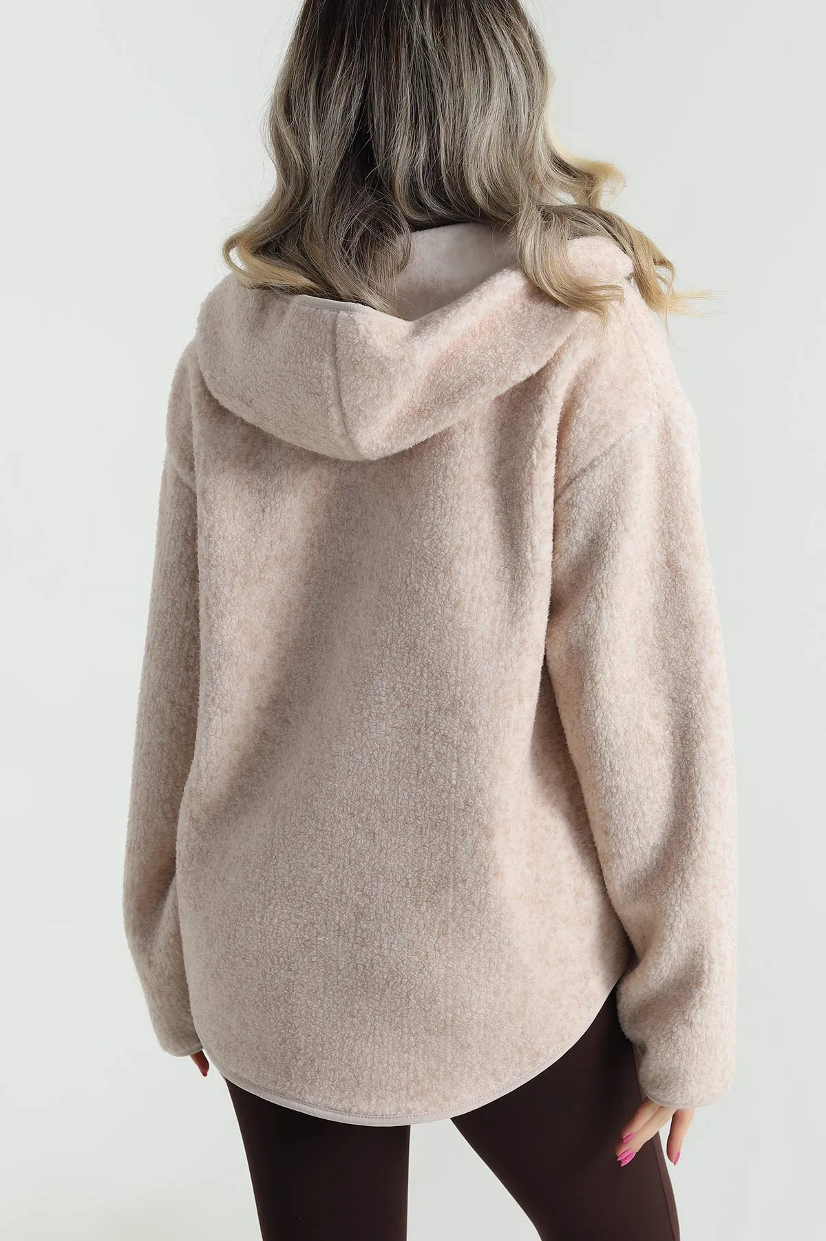 Taş Fermuarlı Kapşonlu Teddy Kadın Sweat 482463