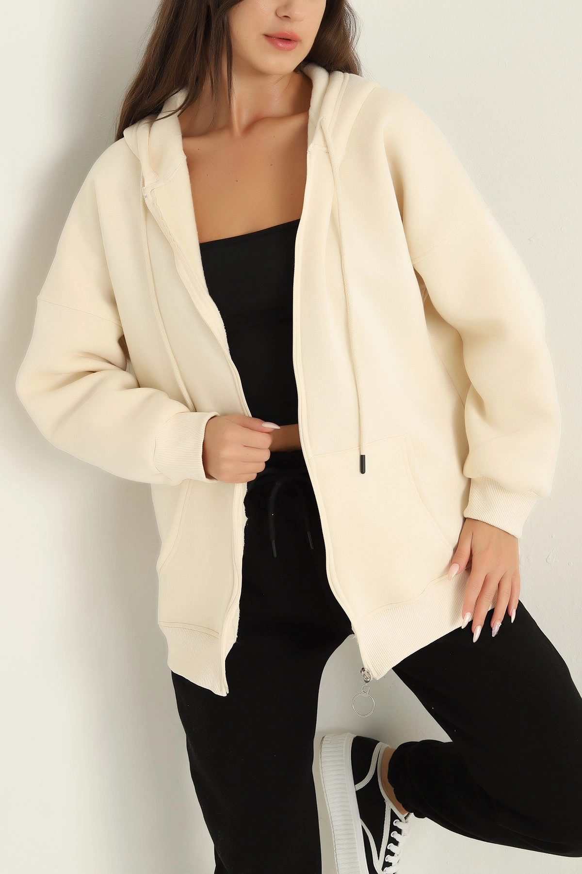 Taş Fermuarlı Şardonlu Bayan Sweat 292167