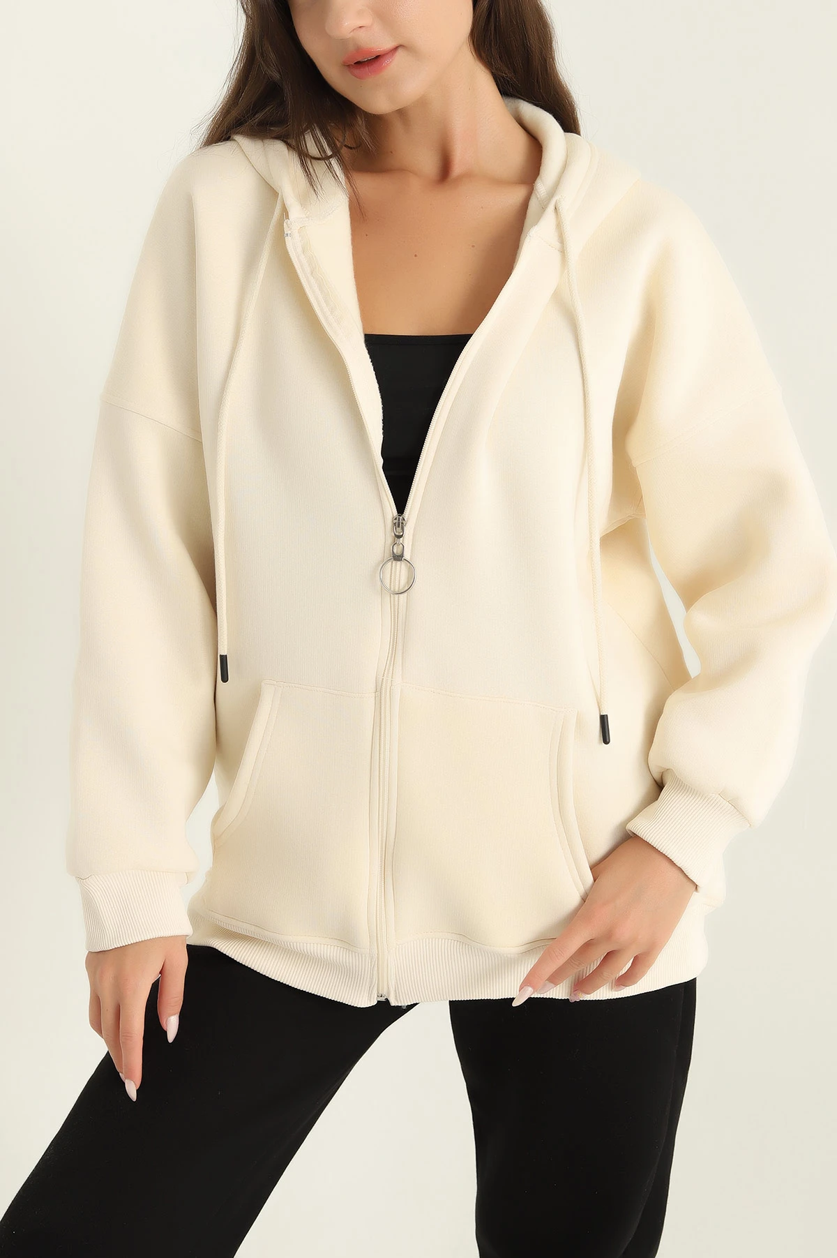 Taş Fermuarlı Şardonlu Bayan Sweat 292167