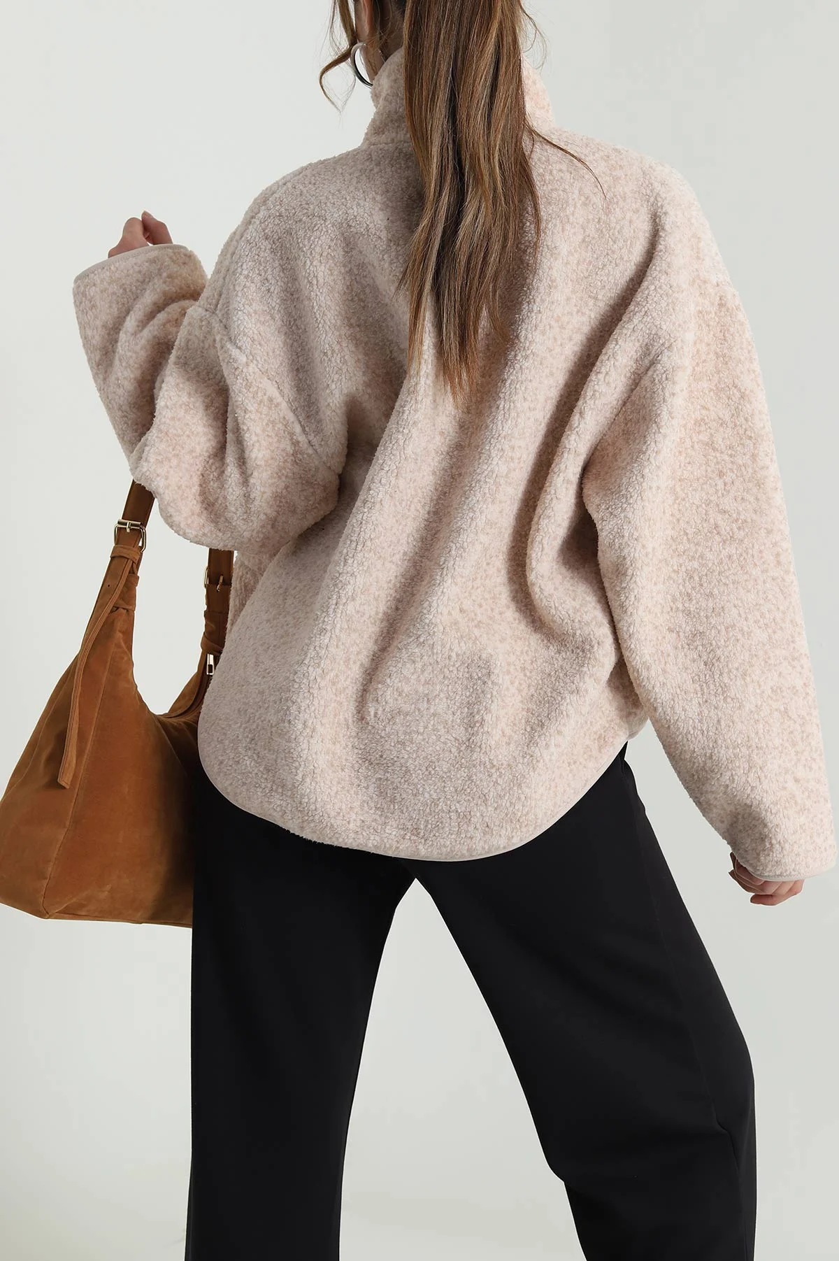 Taş Fermuarlı Teddy Kadın Sweat 483919