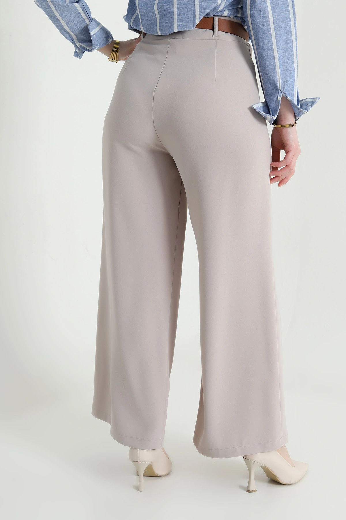 Taş Fermuarlı Tencel Crep Kadın Pantolon 440768