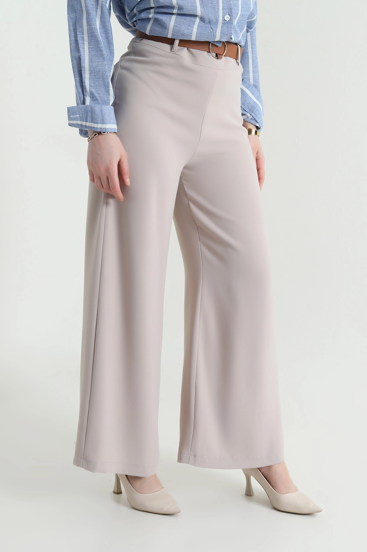 Taş Fermuarlı Tencel Crep Kadın Pantolon 440768