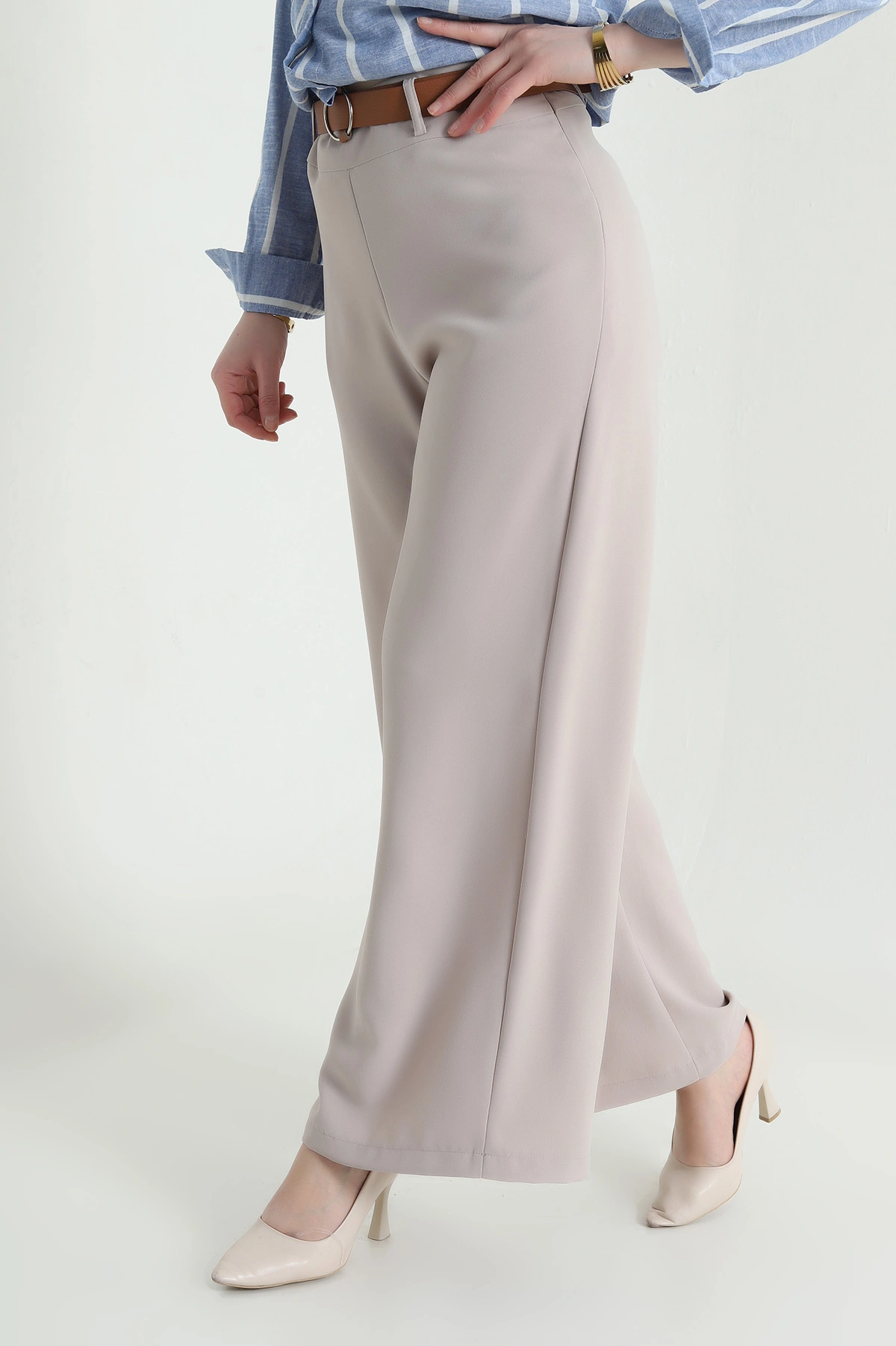 Taş Fermuarlı Tencel Crep Kadın Pantolon 440768