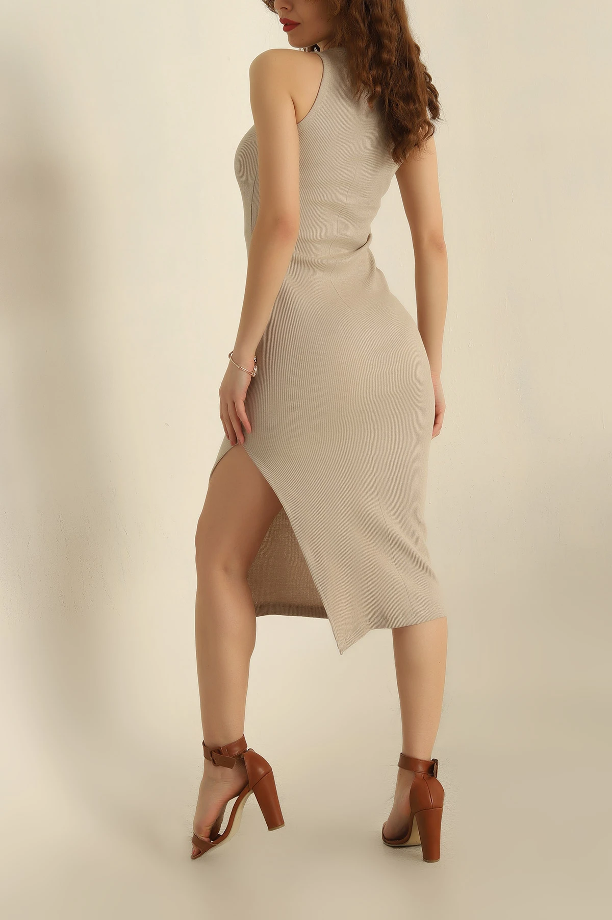Taş Fitilli Kolsuz Elbise 252876