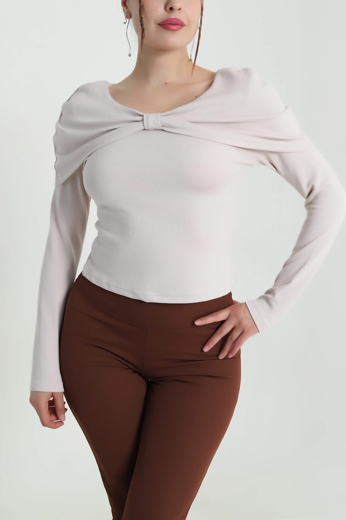 Taş Fitilli Modal Kadın Bluz 482837