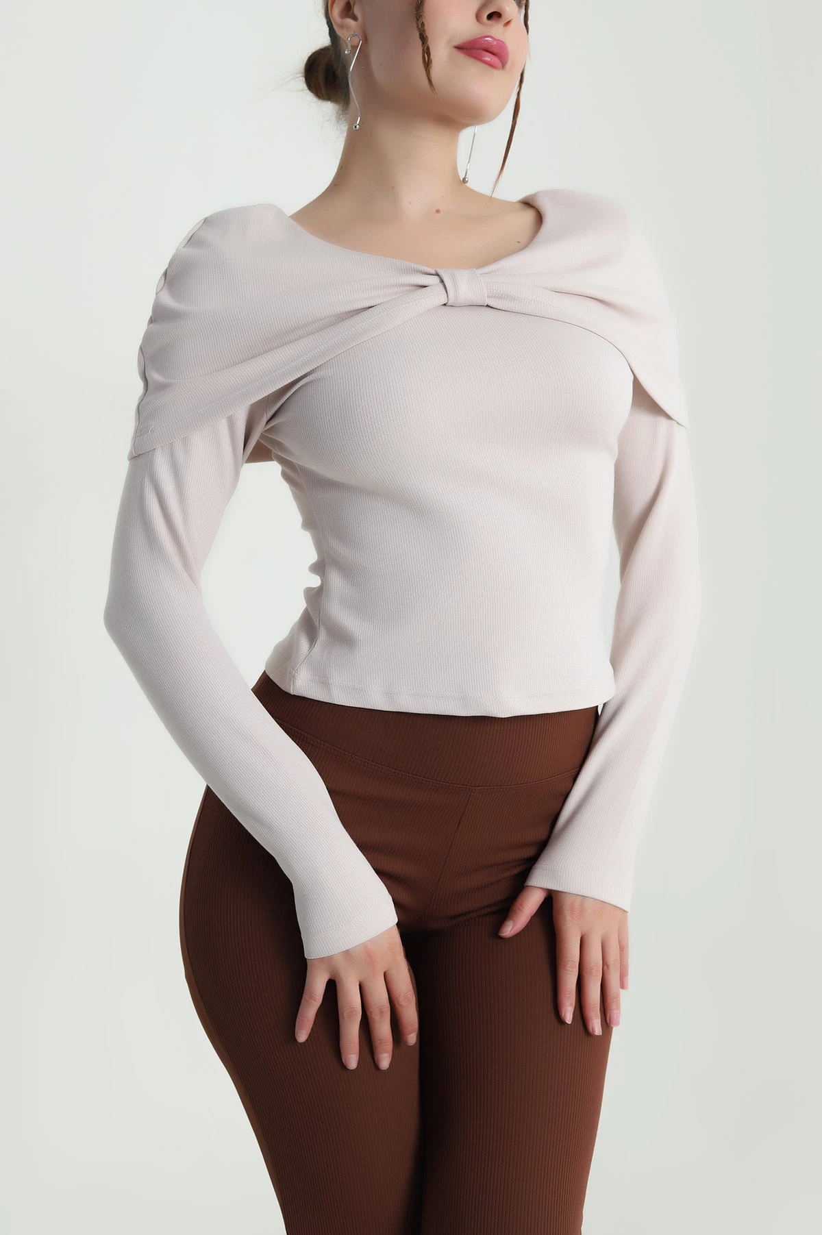 Taş Fitilli Modal Kadın Bluz 482837