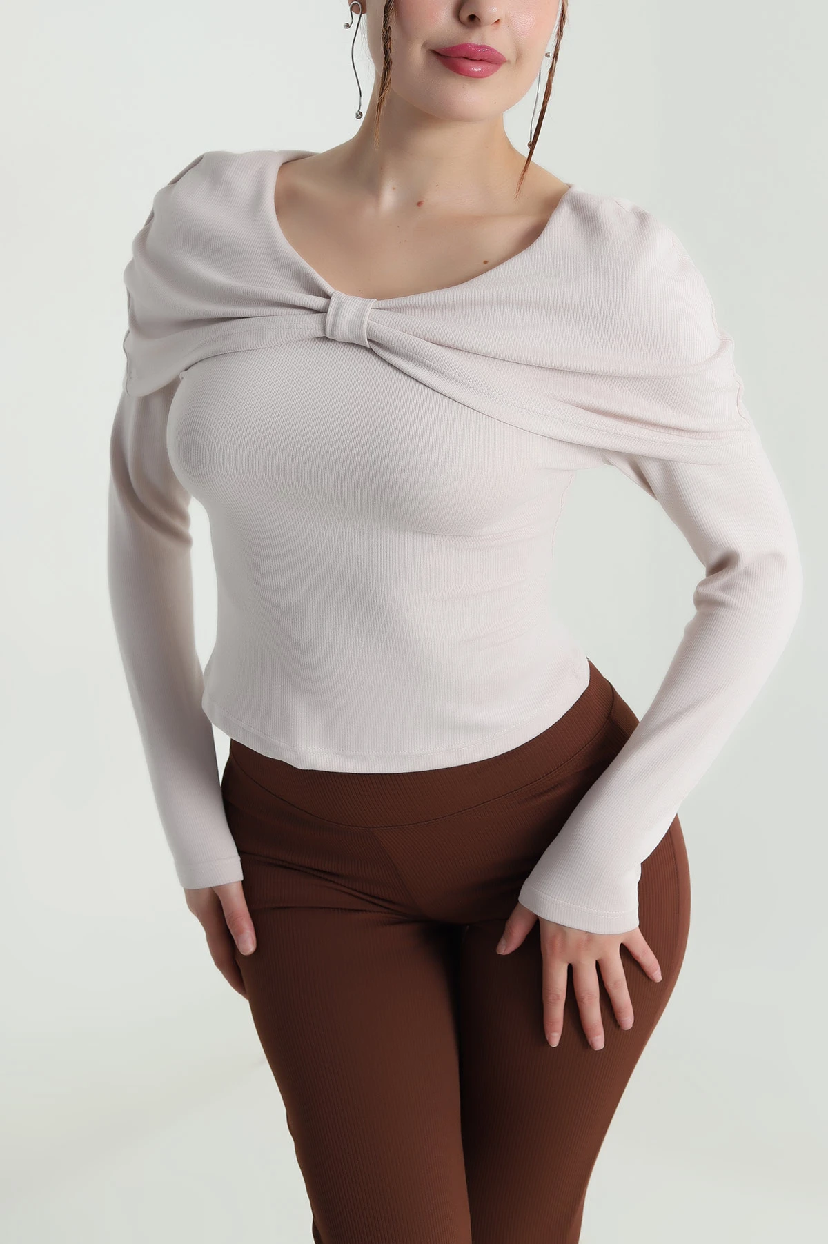 Taş Fitilli Modal Kadın Bluz 482837