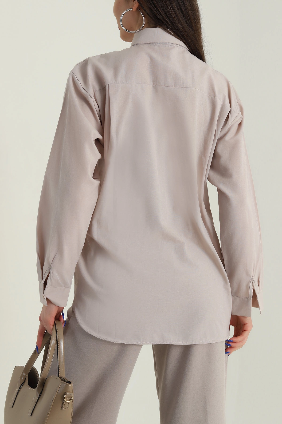 Taş Fularlı Poplin Kumaş Kadın Gömlek 427893