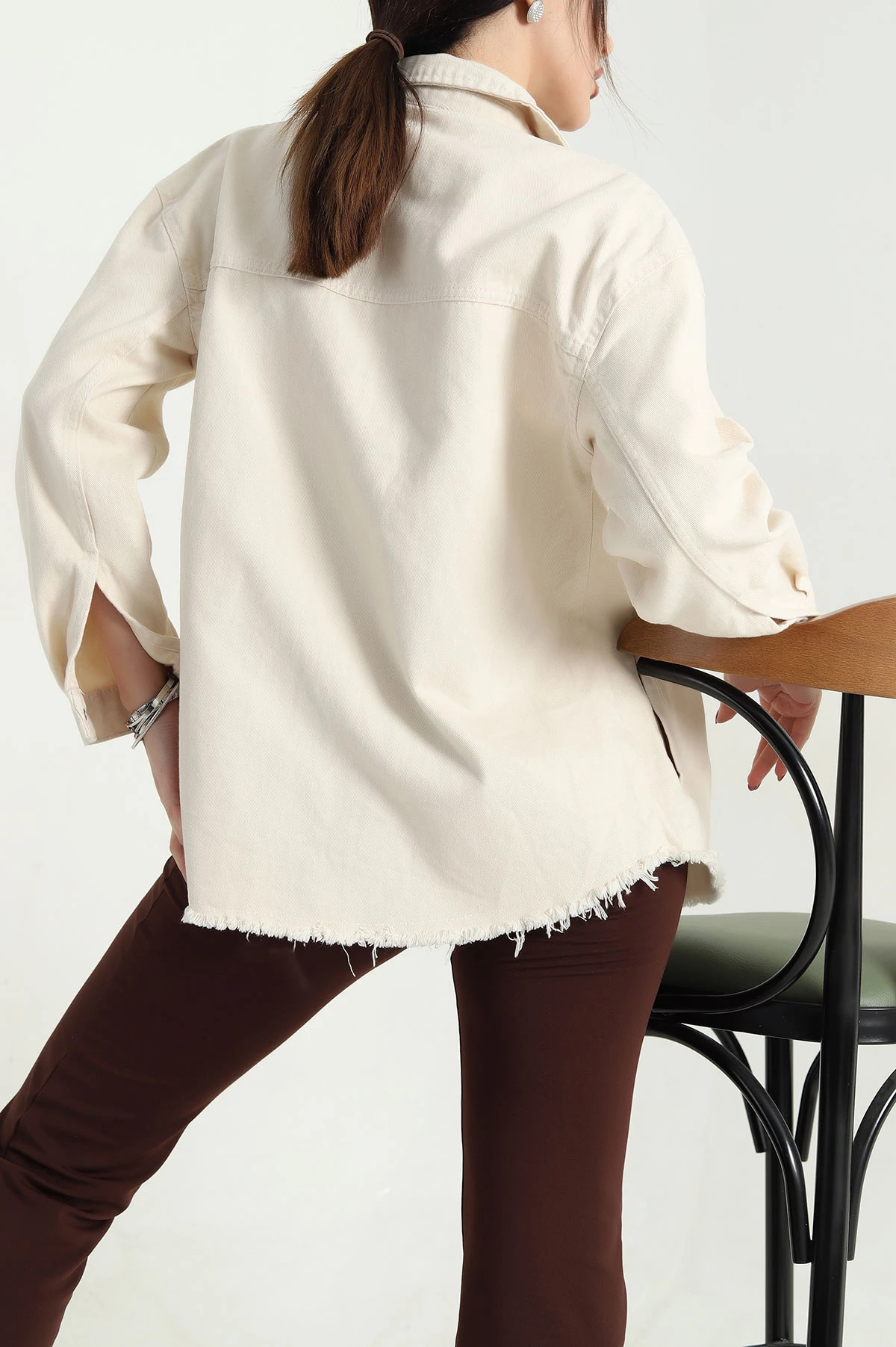 Taş Gabardin Kumaş Püsküllü Gömlek Ceket 337999