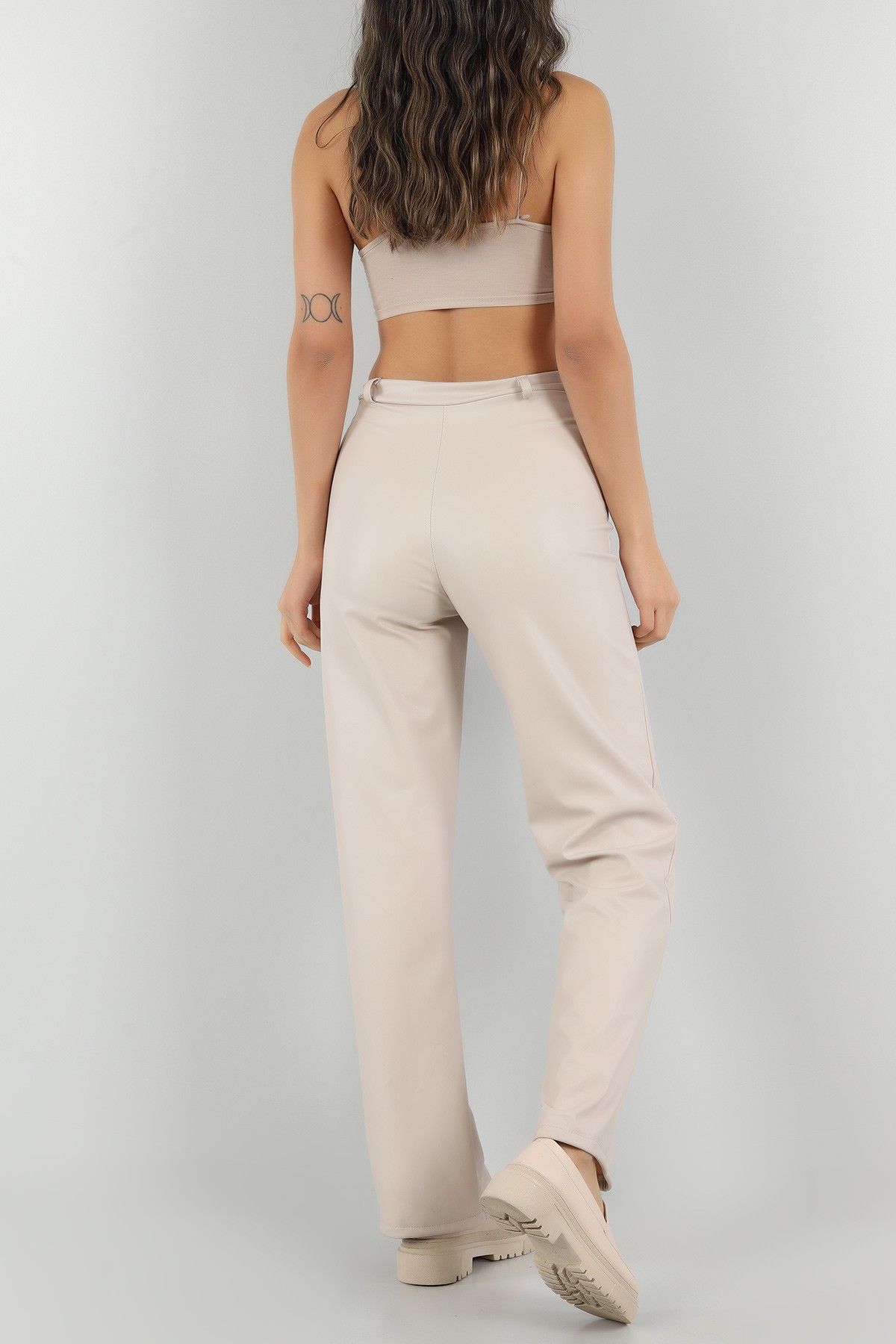 Taş İçi Şardonlu Çimalı Deri Pantolon 149450
