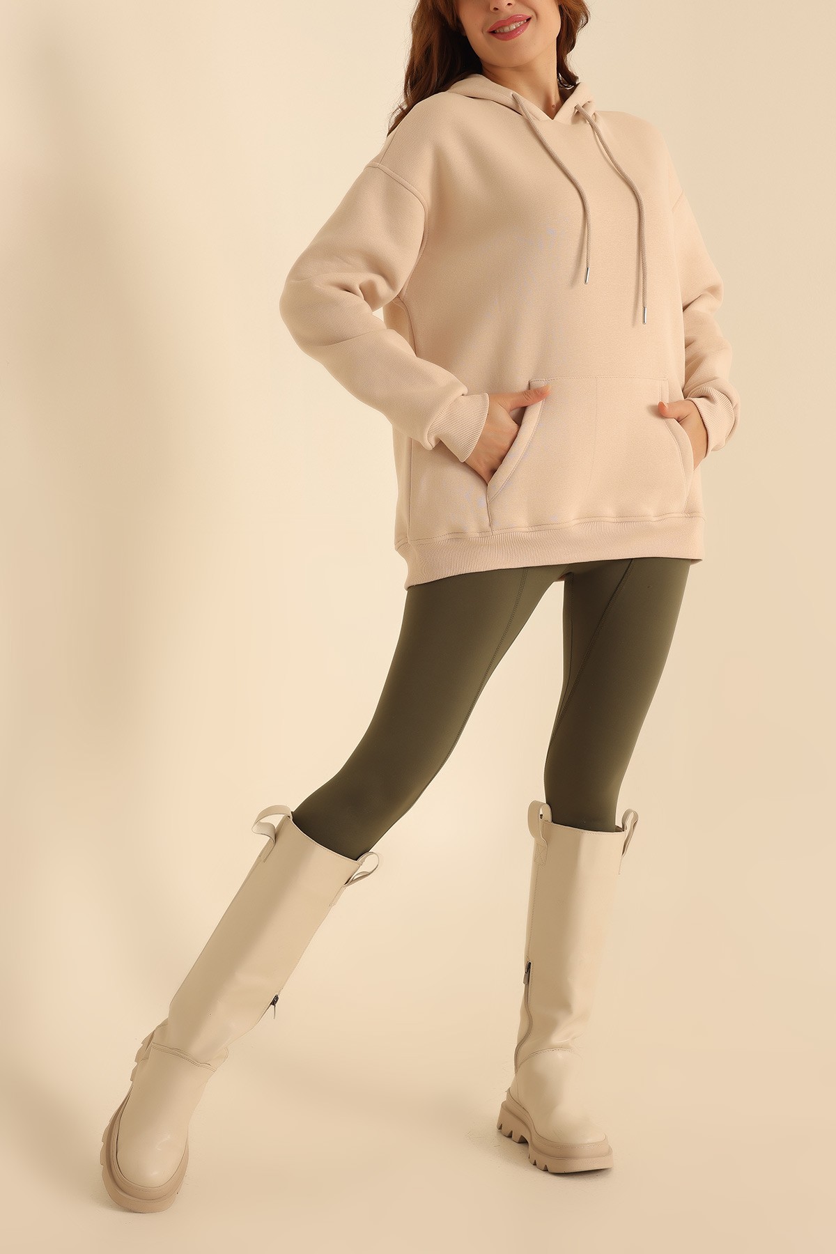 Taş İçi Şardonlu Kanguru Cep Sweat 208601