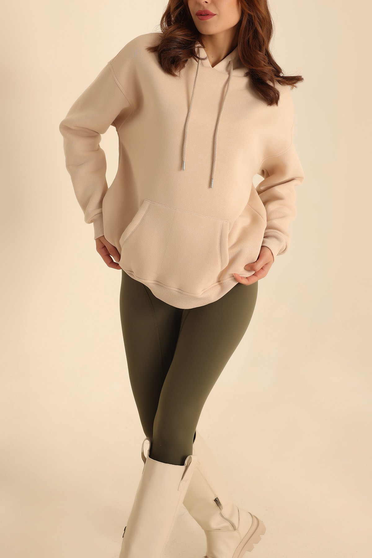 Taş İçi Şardonlu Kanguru Cep Sweat 208601