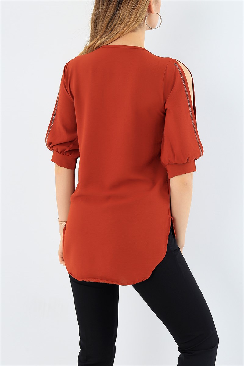 Taş İşlemeli Taba Bluz 29447B