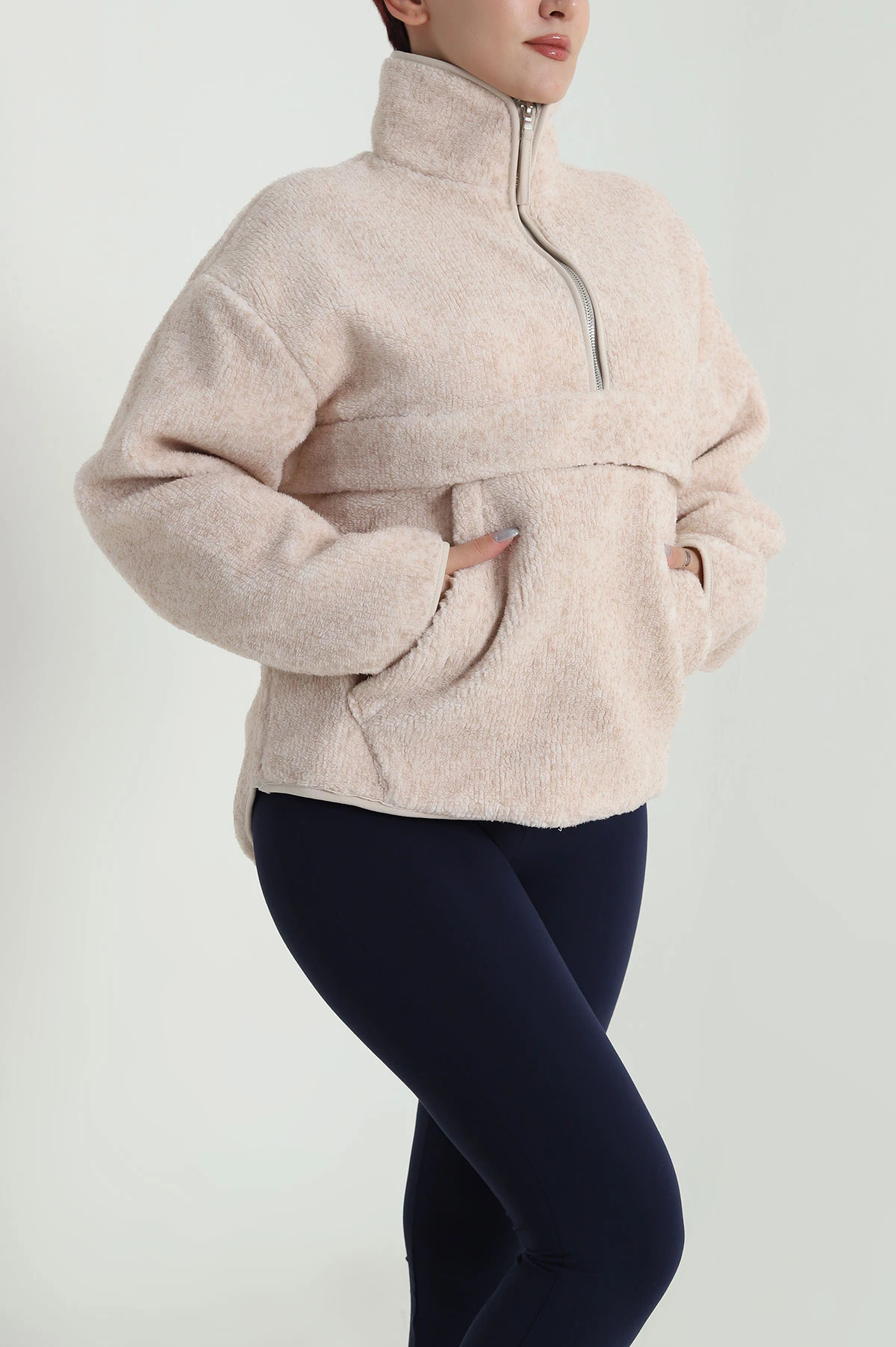 Taş Kangru Cep Detay Teddy Kadın Sweat 482461