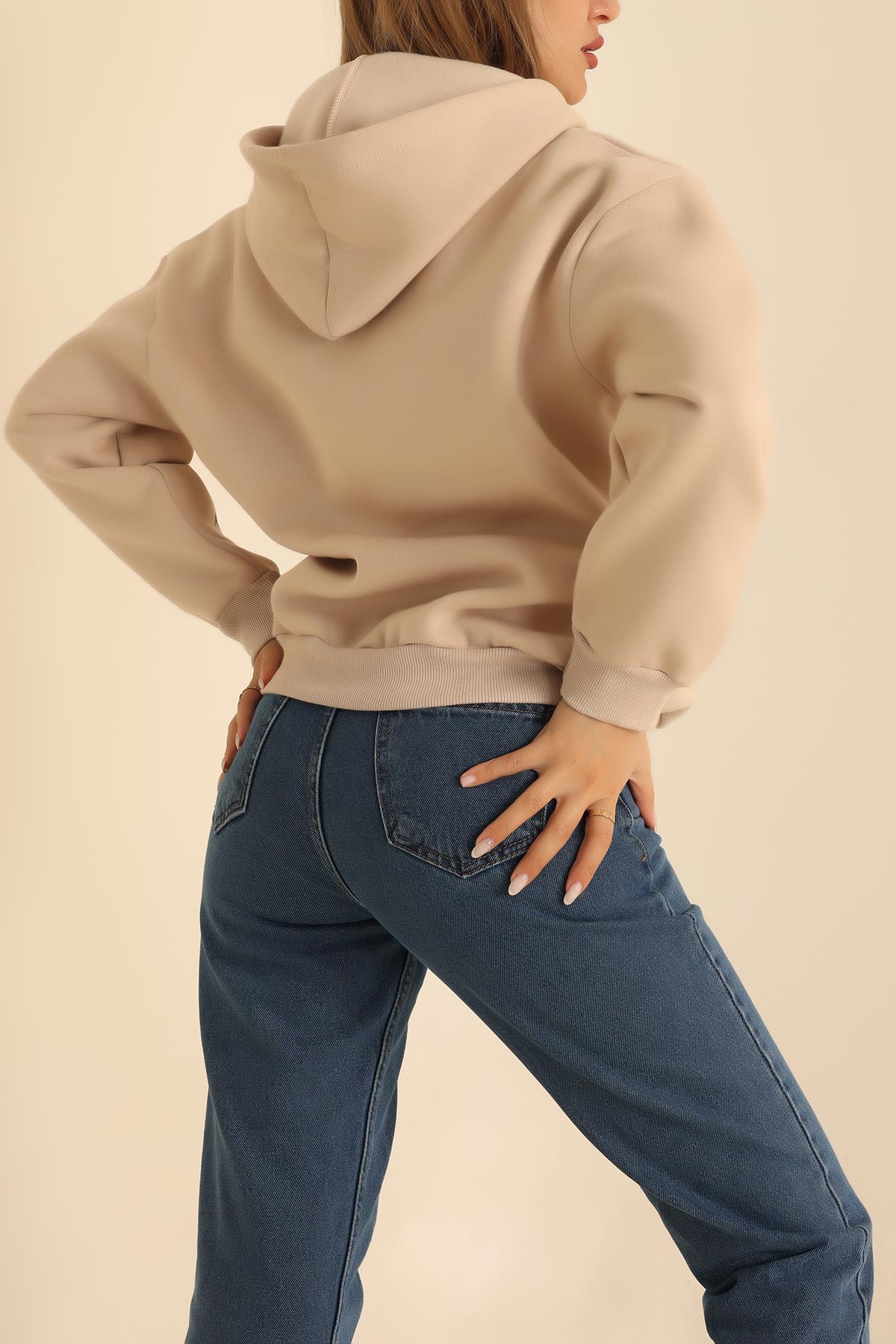 Taş Kapüşonlu Şardonlu Bayan Sweat 217690