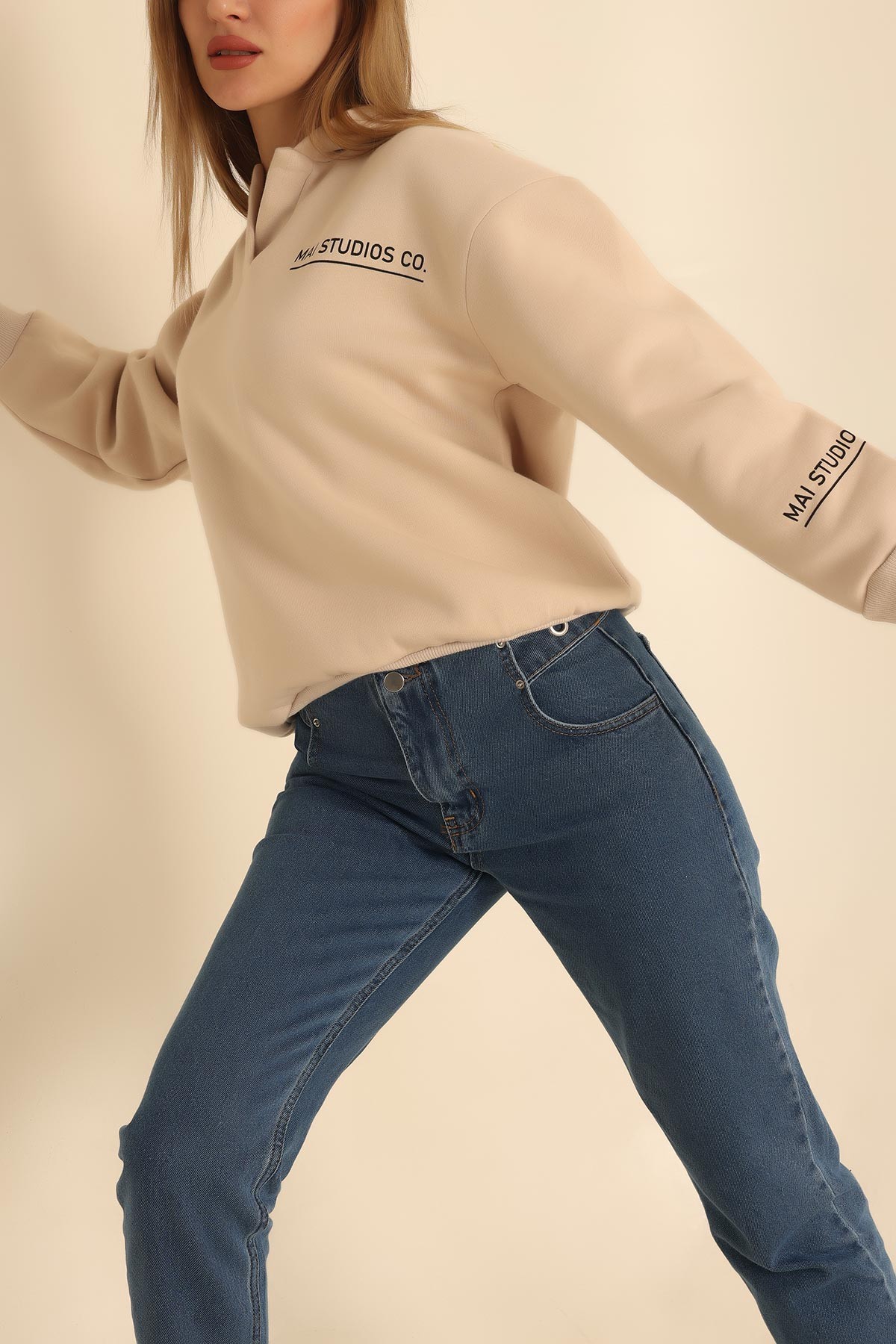 Taş Kapüşonlu Şardonlu Bayan Sweat 217690