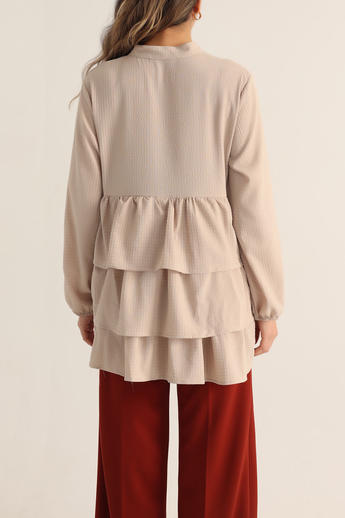Taş Katlı Tasarım Gofre Kumaş Tunik 174863