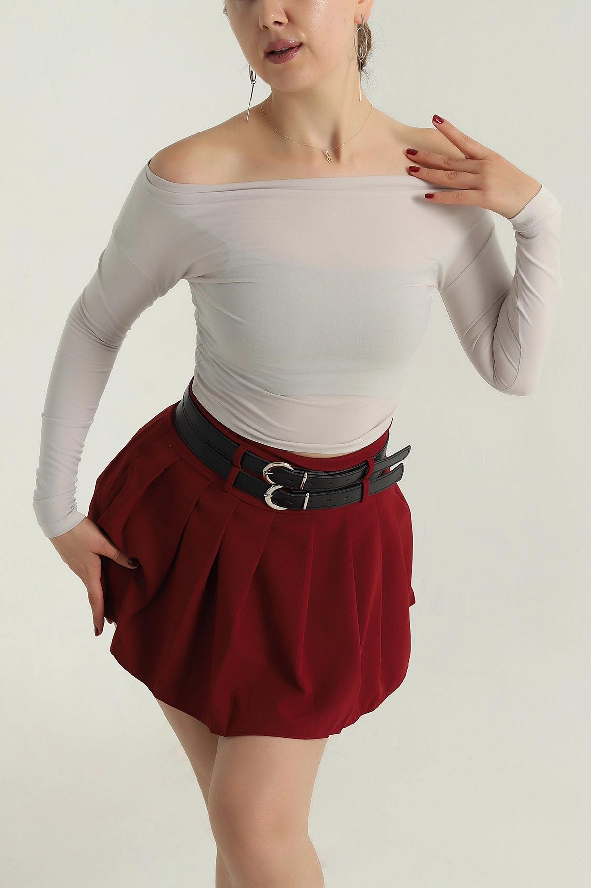 Taş Kayık Yaka Sandy Kadın Bluz 404921