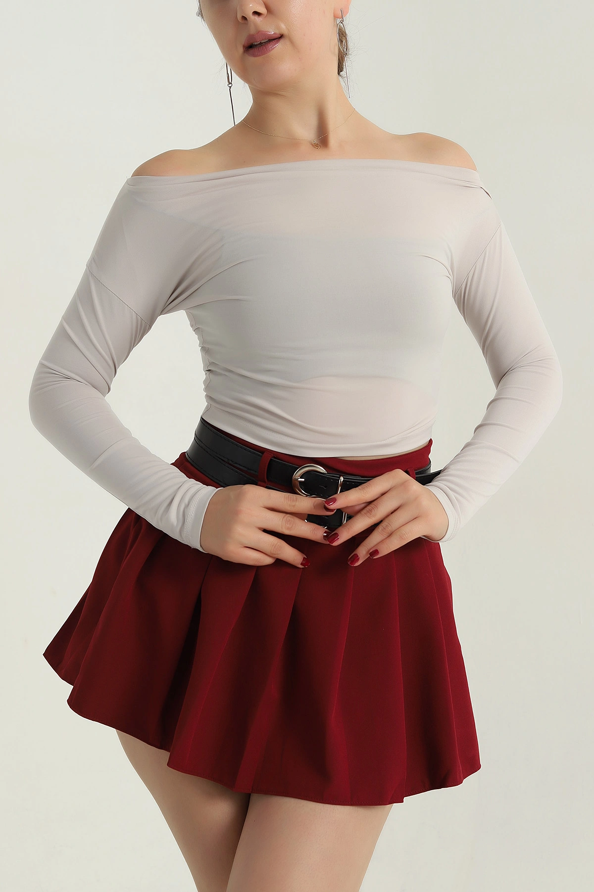 Taş Kayık Yaka Sandy Kadın Bluz 404921