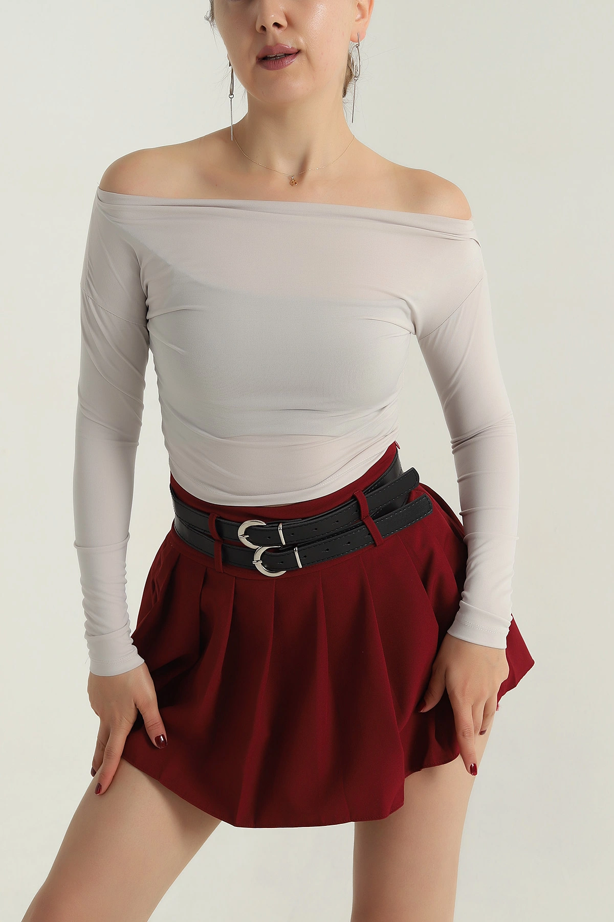 Taş Kayık Yaka Sandy Kadın Bluz 404921