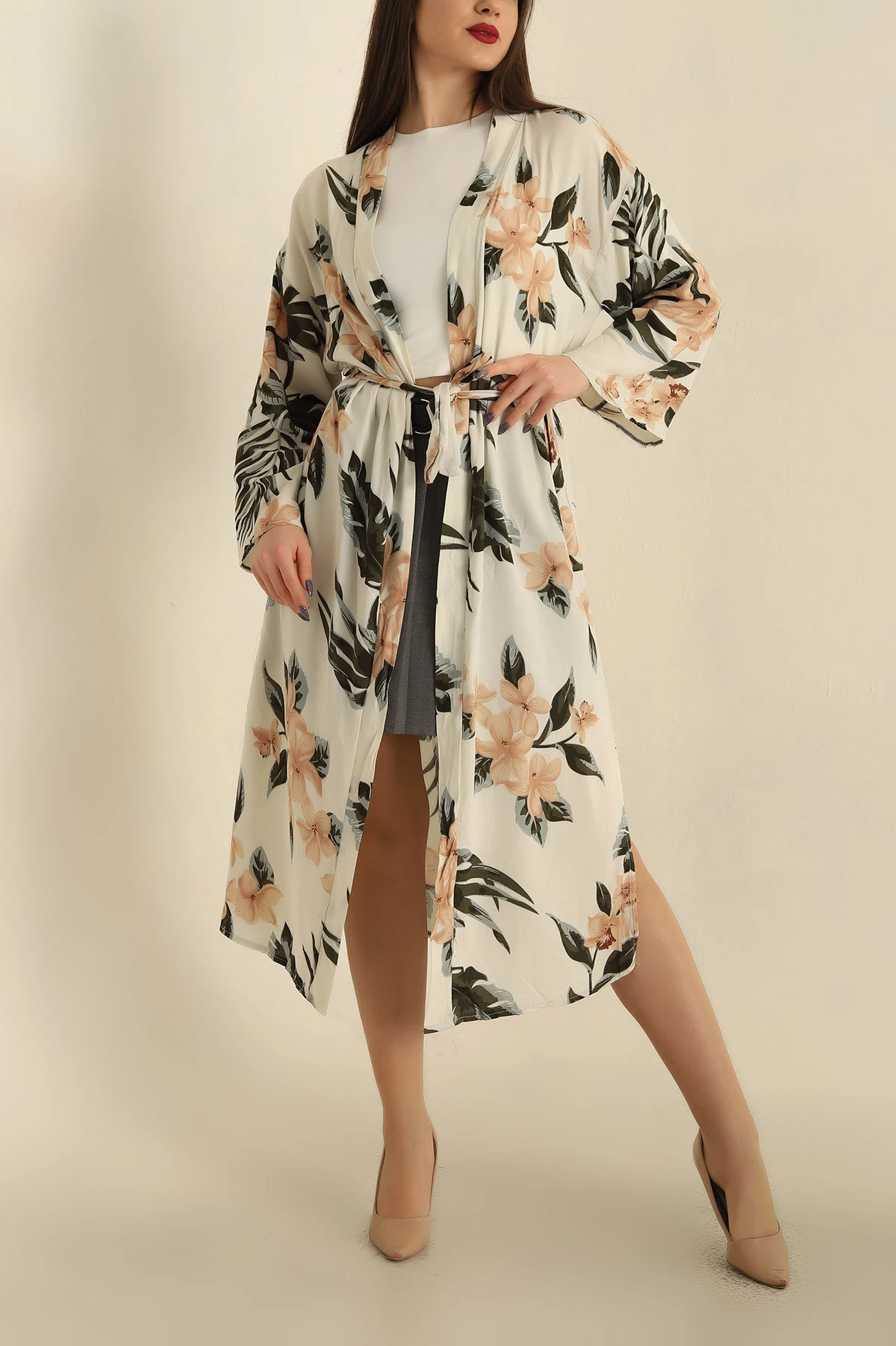 Taş Kemerli Dokuma Viskon Kimono 251690