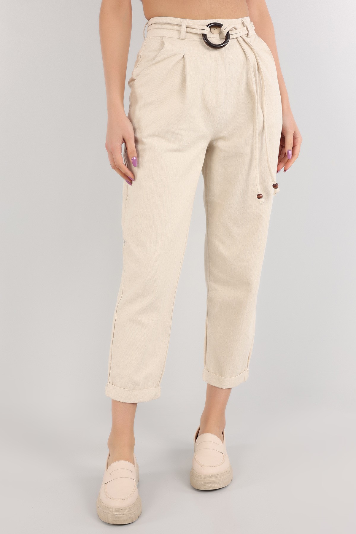 Taş Kemerli Gabardin Bayan Pantolon 161292